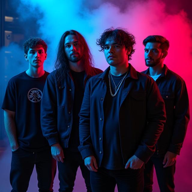 The indie rock band 'The Crimson Tides' posing for a promotional photo.